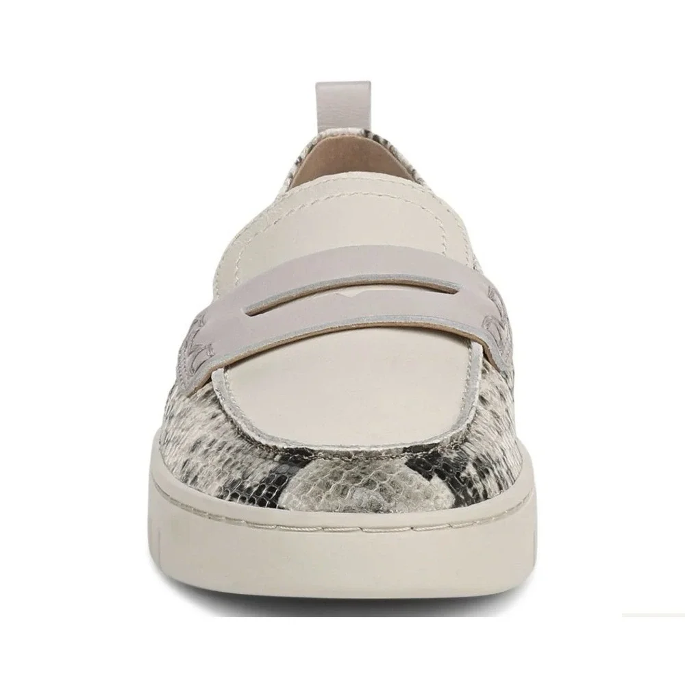 Vionic Uptown Ivory Snake Print Penny Loafers Leather Slip On Shoes Womens 9.5US
